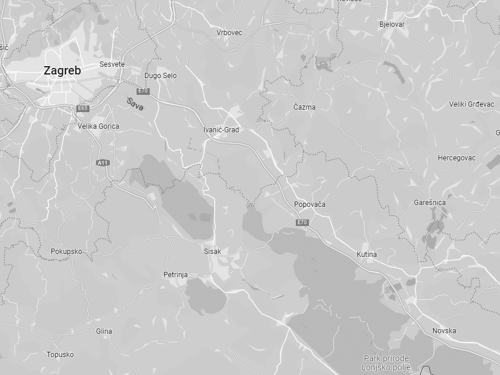 Slika karte dijela karte sa Zagrebom u centru